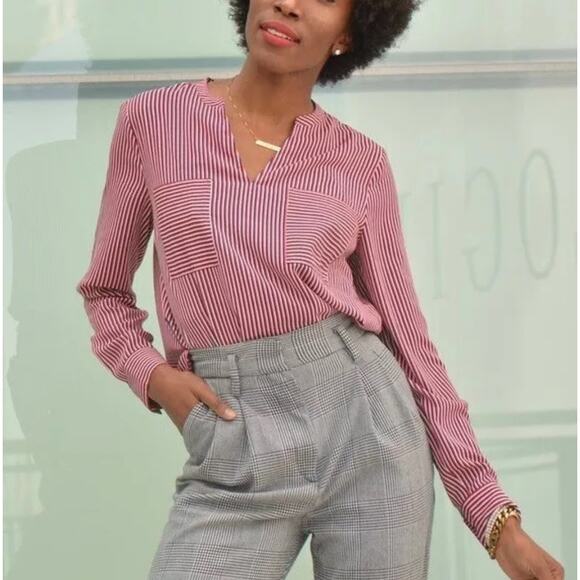 Cabi Women Stripes Blouse Small Red Blue White Long Sleeve Resortwear Valentines - Picture 13 of 13